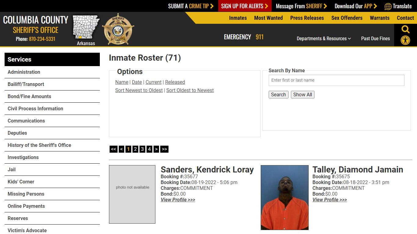 Inmate Roster (64) - Columbia County Sheriff AR