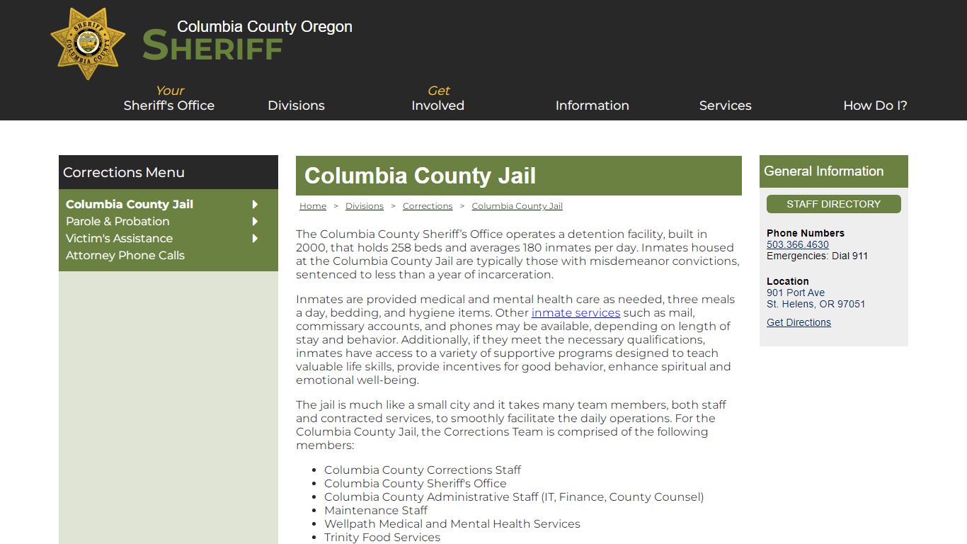 Columbia County Oregon Sheriff - Columbia County Jail